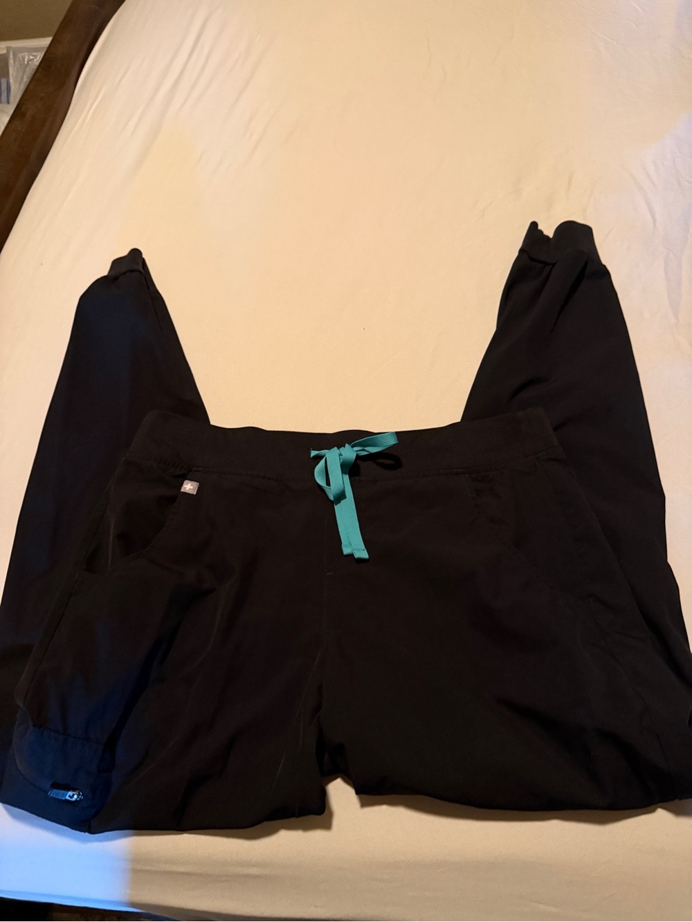 Figs Black Kids Joggers with Teal Drawcord